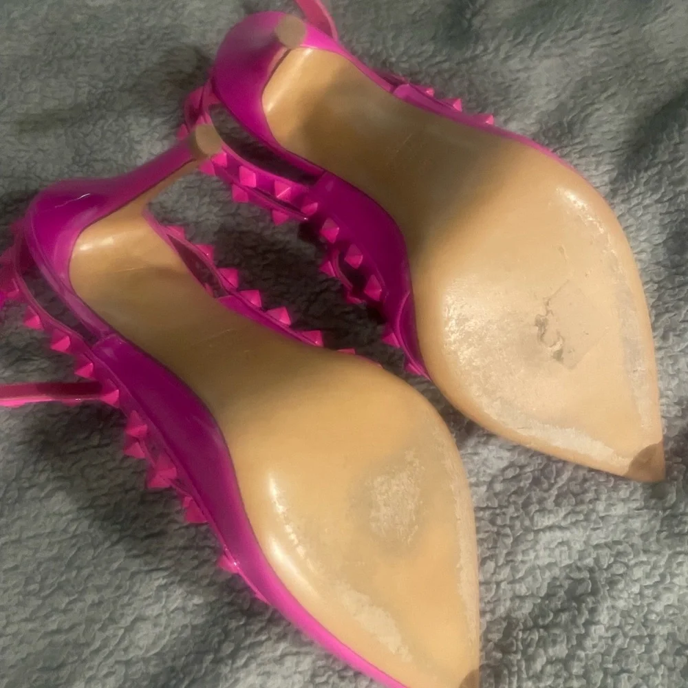 COPY - Barbie hot pink Rockstud Ankle Strap Patent-Leather Pumps - Picture 5 of 10